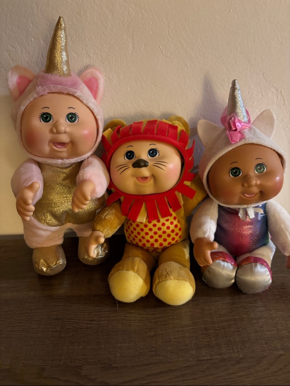 ALL 3-Plush Unicorn and Lion Doll Trio - Pink, Gold, Yellow